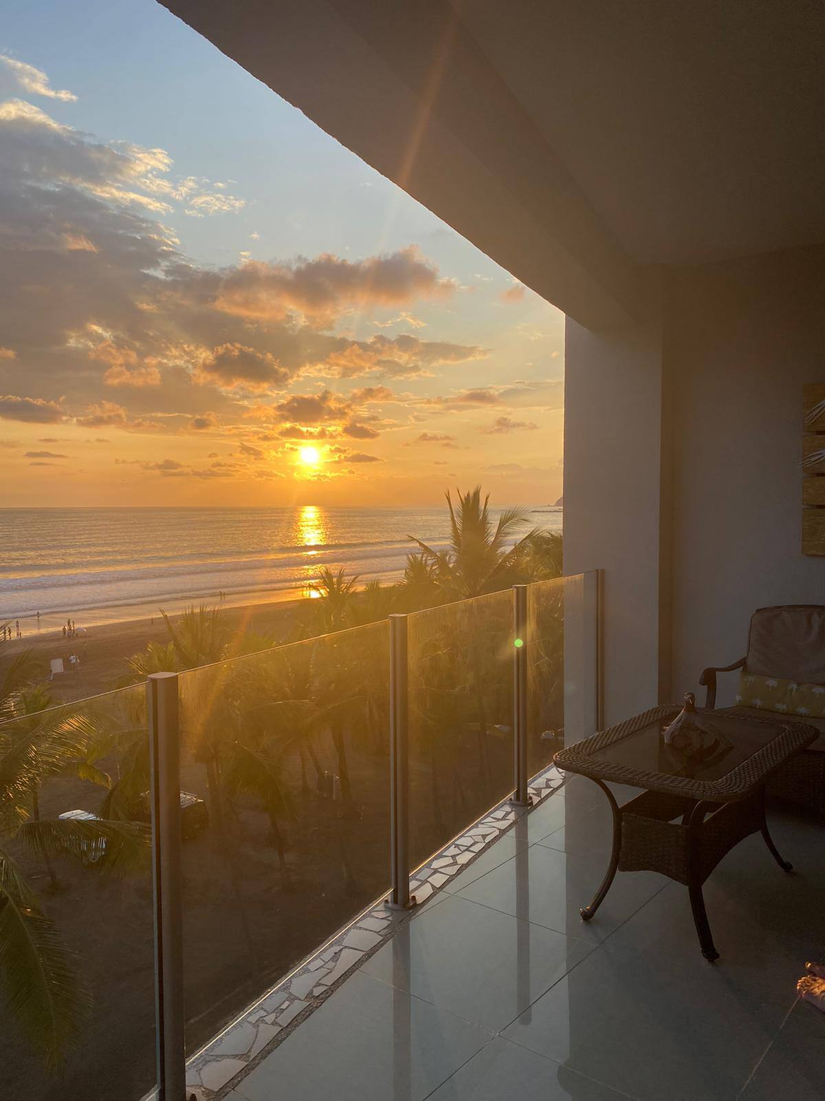 Golden sunset over the Pacific from the condo balcony in Jaco